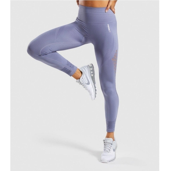Gymshark Pants - Gymshark | seamless energy leggings steel blue b8